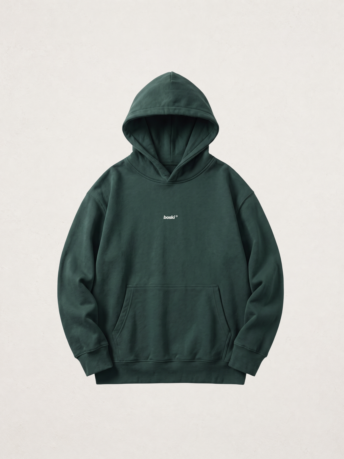 Model: none; Shot: flat lay; Colour: Retro Green; Head direction: not applicable; Garment: heavyweight hoodie; View: front; Collection: The Delusion Project.

